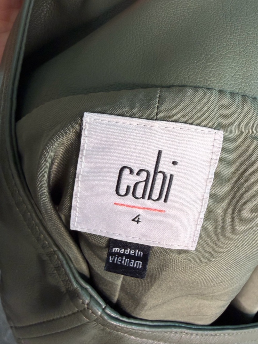CAbi Olive Faux Leather High-Waist Midi Kick It Skirt - Picture 12 of 12